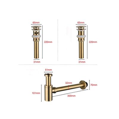 China Brass Automatic Pop Up Sink Drain Stopper Without Overflow Bathroom Faucet Brushed Gold Vessel Vanity Sink Drainer for sale