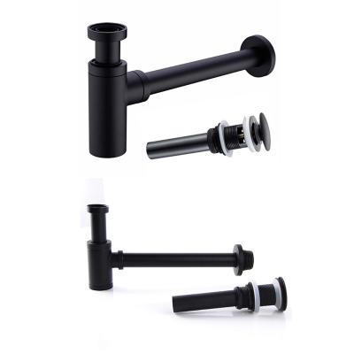 China Lower New Automatic Black Bathroom Sink Water Trap Shower Drain for sale