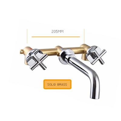 China Metered Faucets Double Handles Wall Mounted Rose Gold Oil Brass Bathroom Faucets for sale