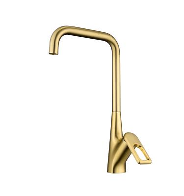 China Hot Selling Sense Faucets Kitchen Accessories Brush Gold Color Desk Mount Stainless Faucet for sale