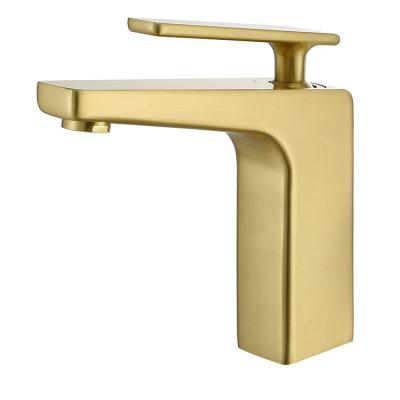 China Metered Faucets Design Single Brushed Gold Faucet Black Water Tap For Bathroom Faucet for sale