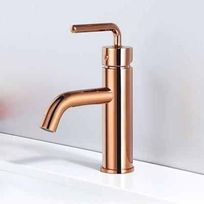 China Metered Taps Bathroom Single Handle Face Basin Faucet Rose Gold for sale