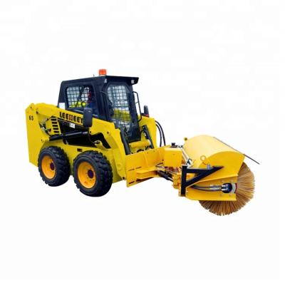 China Brand new trusses shandong leeheey skid 65hp steer mini loader with angle broom for sale for sale