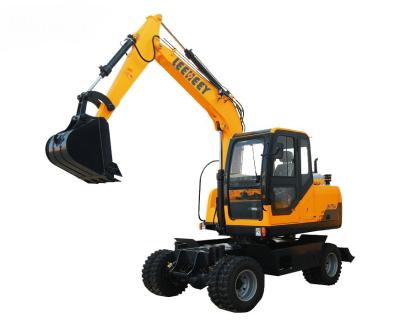 China Chinese Machinery Repair Shops Mini Digger Hydraulic 7 Ton Wheel Excavator With Wooden Log Grapple for sale