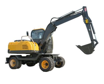 China Farms Wheel Excavator Hydraulic 8 Ton Medium Wheeled Excavator Factory for sale