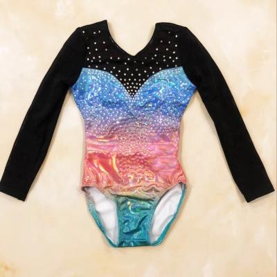 China Factory Price Ombre Sublimation Mystic Girls Dancer Tights Long Sleeve Dance Gymnastics Wear for sale