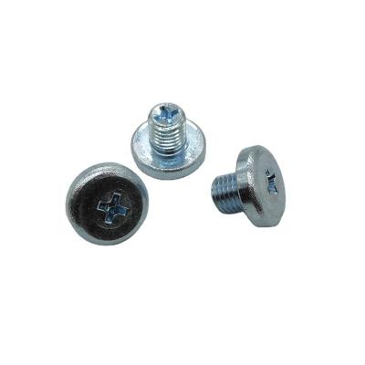 China Customized Flat Carbon Steel Cross Recessed Flat Round Head Machine Screw With Blue Galvanized Thread M5 Screw for sale