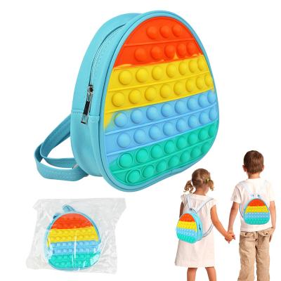 China Silicone Waterproof School Bags Backpack Shoulder Bag Push Noise Busy Bubble Toy For Kids for sale