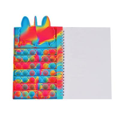 China Hot Selling Office School Paper Notebook Amazon Rainbow Unicorn Push Noise Busy Person Toys A5 Notebook For Students for sale