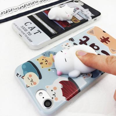 China Newest Finger Pinch Cell Phone Case Cartoon 3D Cute Funny Squishy Apple Iphones TPU Retail Bag OEM 40g Manufacturer for sale