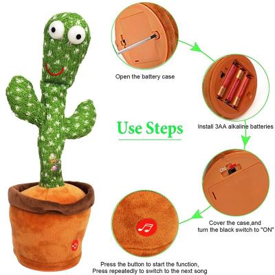 China Funny Singing Plush Cactus Dancing Cactus Toy Repeats What You Say For Kids for sale