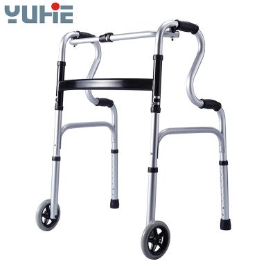 China Durable aluminum double decker foldable walker with two wheels for sale