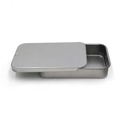 China Empty Black Food Rectangle Candy Slide Tin Box Gift Metal Box Packaging for sale