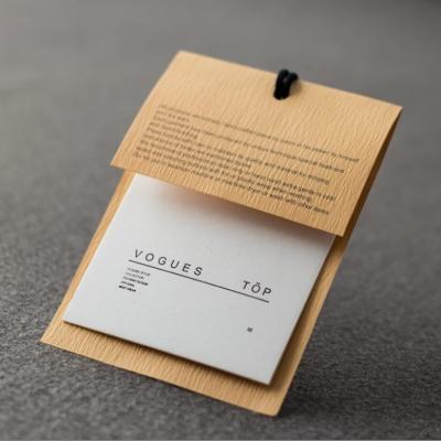 China High End Recyled DF Custom Eco Black Printing Craft Name Card Bag Hang Tag Labels With String Clothing Accessories Kraft Paper Hang Tag for sale