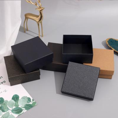 China Custom DF Recyclable High End Square Pattern Flat Rigid Black Brown Watch With Lid For Perfume Kraft Paper Cardboard Packaging Gift Paper Box for sale