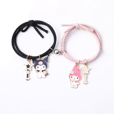 China Vintage 2pcs/Set Magnet Attracts Cute Charm Jewelry Couples Bracelet Cartoon Adjustable Elastic Rope Bracelets Lover Gift For Women Men for sale