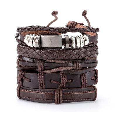 China Vintage Metal Bracelet Multilayer Leather Men's Bracelet Men's Arm Jewelry Wholesale for sale