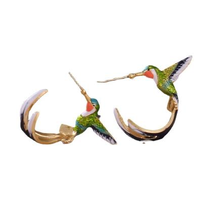 China Other creative and cute earrings women's oil drop hummingbird shape earring jewelry for sale