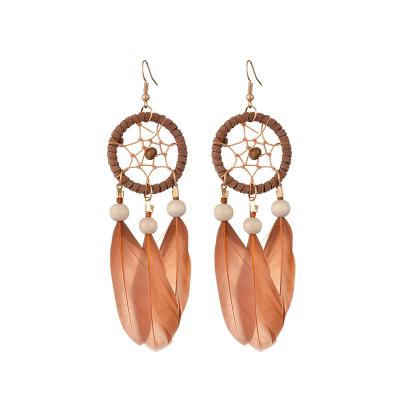 China Other 2022 New Boho Jewelry Gift High End High Quality Colorful Colorful Wholesale Long Feather Earrings Tassel Earrings for sale