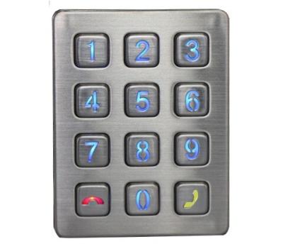 China Weather proof illuminated 12 keys stainless steel access door control keypad with CE cert for sale