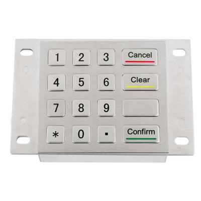 China Braille symbol keypad with industrial stainless steel metal material alpha numeric 16 key ATM keypad for sale