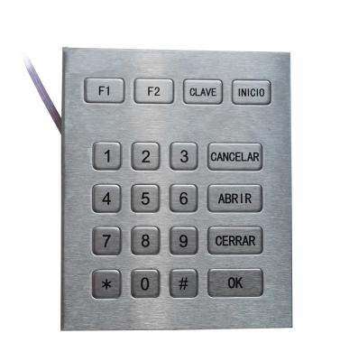 China Spanish 20 keys TTL interface industrial metal keypad with flat short key stroke and Braille symbol for sale