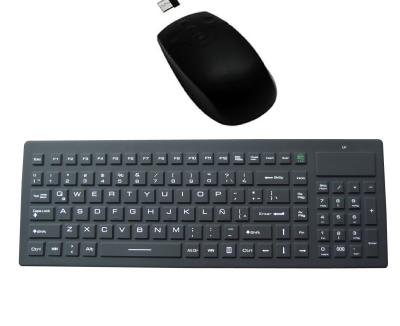 China Cordless clean silicone rubber keyboard mouse combo set with Spanish letter N for sale