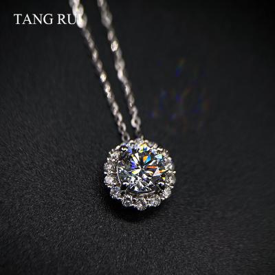 China TANG RUI Fine Jewelry 18K White Gold CLASSIC Cross Paving Lab Developed HPHT Diamond Necklace Pendant Jewelry For Sale for sale