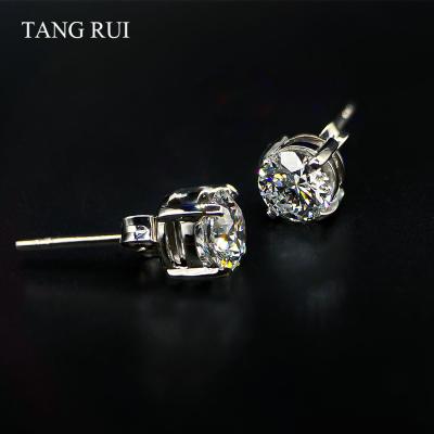 China TANG RUI Jewelry Woman's CLASSIC 1.024ct White Gold 18K VS Diamond Stud Earrings Lab Developed Round Brilliant Cut for sale