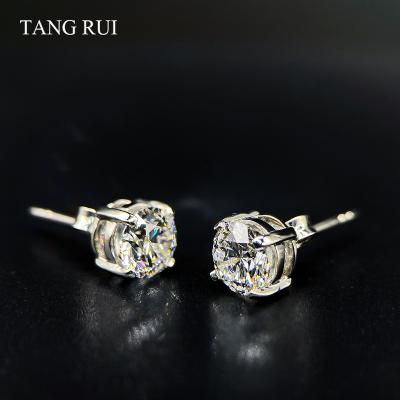 China TANG RUI Diamond Earrings Lab Grown Cute CLASSIC Wedding 1ct Diamond Earrings Studs Lab Grown Delicate Diamond for sale