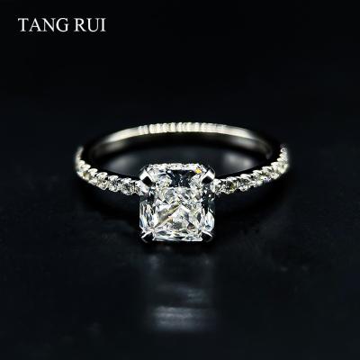 China TANG RUI Radiant Cut Fashion Temperament Simple Classic Lab Developed Diamond Ring Women Radiant Cut for sale