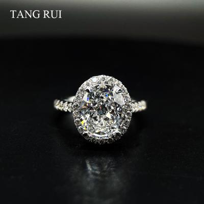 China CLASSIC Wedding 1.5ct 2.5ct HPHT Diamond Ring For Woman Lab Developed Oval TANG RUI Classic 18K Gold Jewelry Engagement Customize for sale