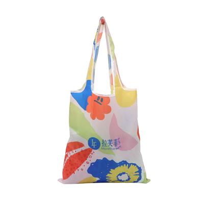 China Wholesales Custom Recyclable Polyester Nylon Cheap Folding Reusable Shopping Bag for sale