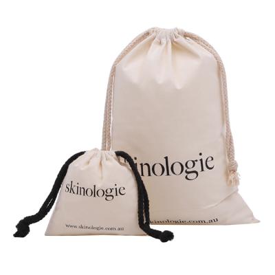 China Logo Cotton Muslin Drawstring Bags custom made sustainable organic recyclable eco friendly recyclable for sale