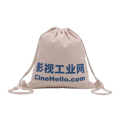 China Recyclable Multisize Custom Printed Logo Canvas Durable Cotton Muslin Drawstring Bags for sale