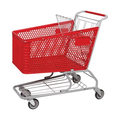 China Unveiling Fashion Design Plastic Grocery Store Supermarket Shopping Trolley for sale