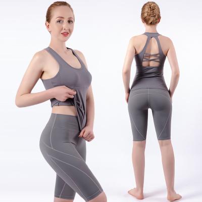 China Breathable Custom Sports Wear Women Yoga 2pc Shorts Fitness Two Piece Set for sale