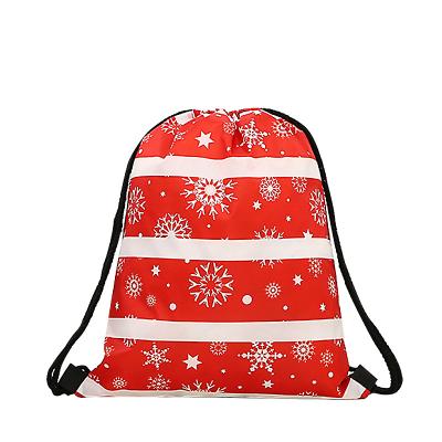 China Rope Handle Xmas Christmas Drawstring Bag Cheap Promotional Drawstring Bags/Backpack For Kids Drawstring Tote Bag Custom Logo for sale