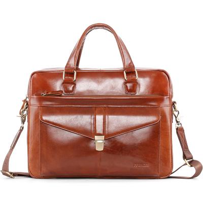 China Fashion Multifunctional Men's Qetesh Leather Bags Briefcase Custom Men's Office Leather Briefcase for sale