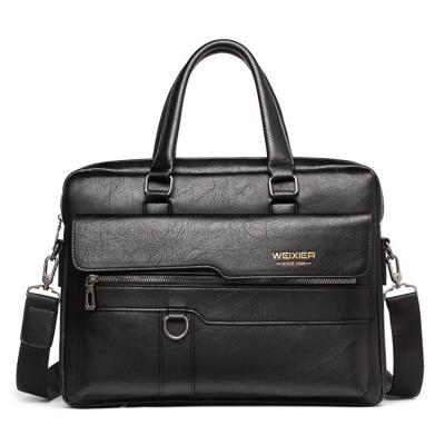 China Fashion Qetesh 2021 Fashionable Luxury PU Office Business Leather Briefcase For Men for sale