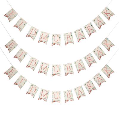 China Eid Flags Hanging Paper Bunting For Eid Mubarak Paper Banner Party Decorations Eid Mubarak Decorations Flower Theme Mubarak for sale