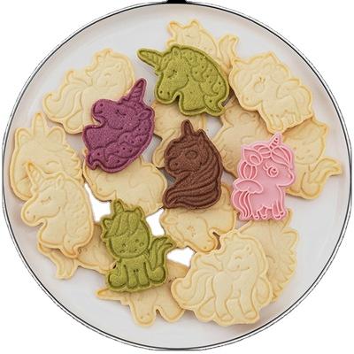 China Cute Frosted Unicorn Cookie Mold 3D Cartoon Sustainable Household Plastic Fondant DIY Fondant Mold Party Supplies for sale