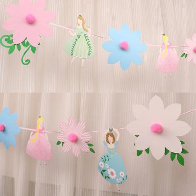 China Papercard Baby Shower Paper Flower Princess Garland Flag for Baby Shower Party Supplies for sale