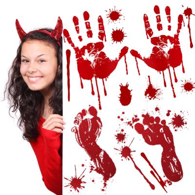 China Terrifying Bloody Halloween Sticker Halloween Decoration Foot Handprint PVC Sticker for sale