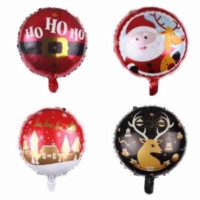 China Gift Toy 18 Inch Round Christmas Helium Mylar Balloon Foil Balloon Christmas For New Year Party Decoration Supplies for sale