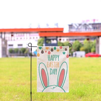 China Easter Decoration Easter Garden Banner Rabbit Garden Double Sided Printed Canvas Flag for Easter Decoration for sale