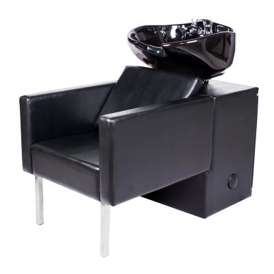 China Lelectic Black Shampoo Chair Shampoo Chair And Bowl Black Sink Modern Luxury Hair Salon Furniture for sale