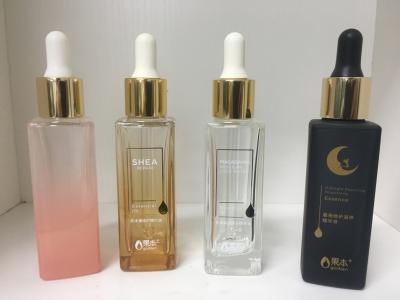 Chine bouteilles en verre d'huile essentielle de bouteille de compte-gouttes de la place 40ml avec le collier d'Alumite pour des soins de la peau à vendre