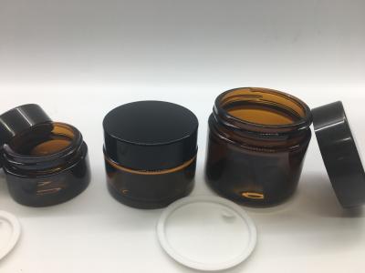 China Brown Amber Glass Jar 5g - 50g Brown Jar For Face Cream Eyes Cream for sale