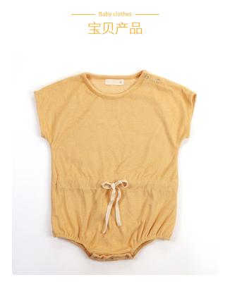 China Baby 100% Cotton Summer Simple Warm Classic Organic Kids Romper Short Sleeve Drawstring Romper Boutique Sale Boutique Unisex Unisex Short Romper for sale